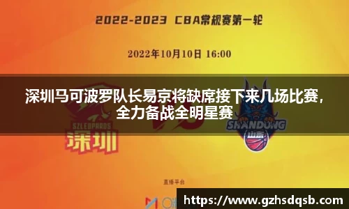 深圳马可波罗队长易京将缺席接下来几场比赛，全力备战全明星赛