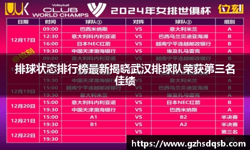 排球状态排行榜最新揭晓武汉排球队荣获第三名佳绩